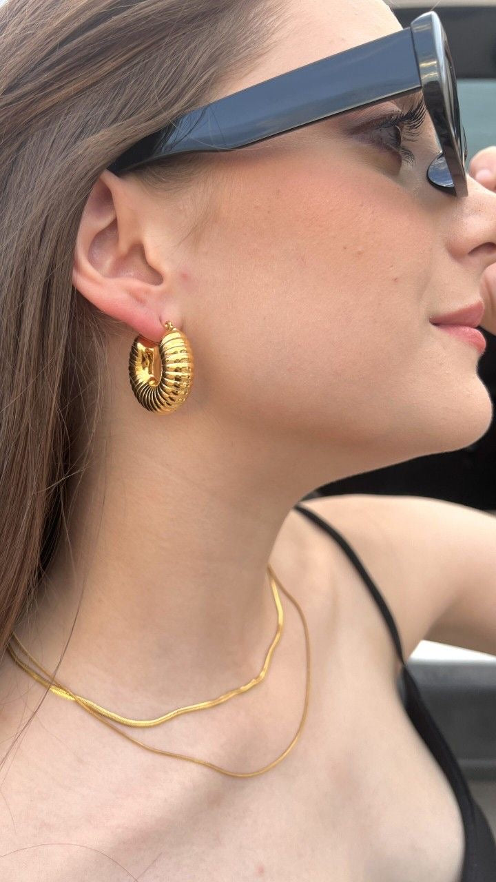 Kendal Tube Hoops | 18K Gold Plated | Water-Resistant Earrings | Anti Tarnish | Premium Jewelry