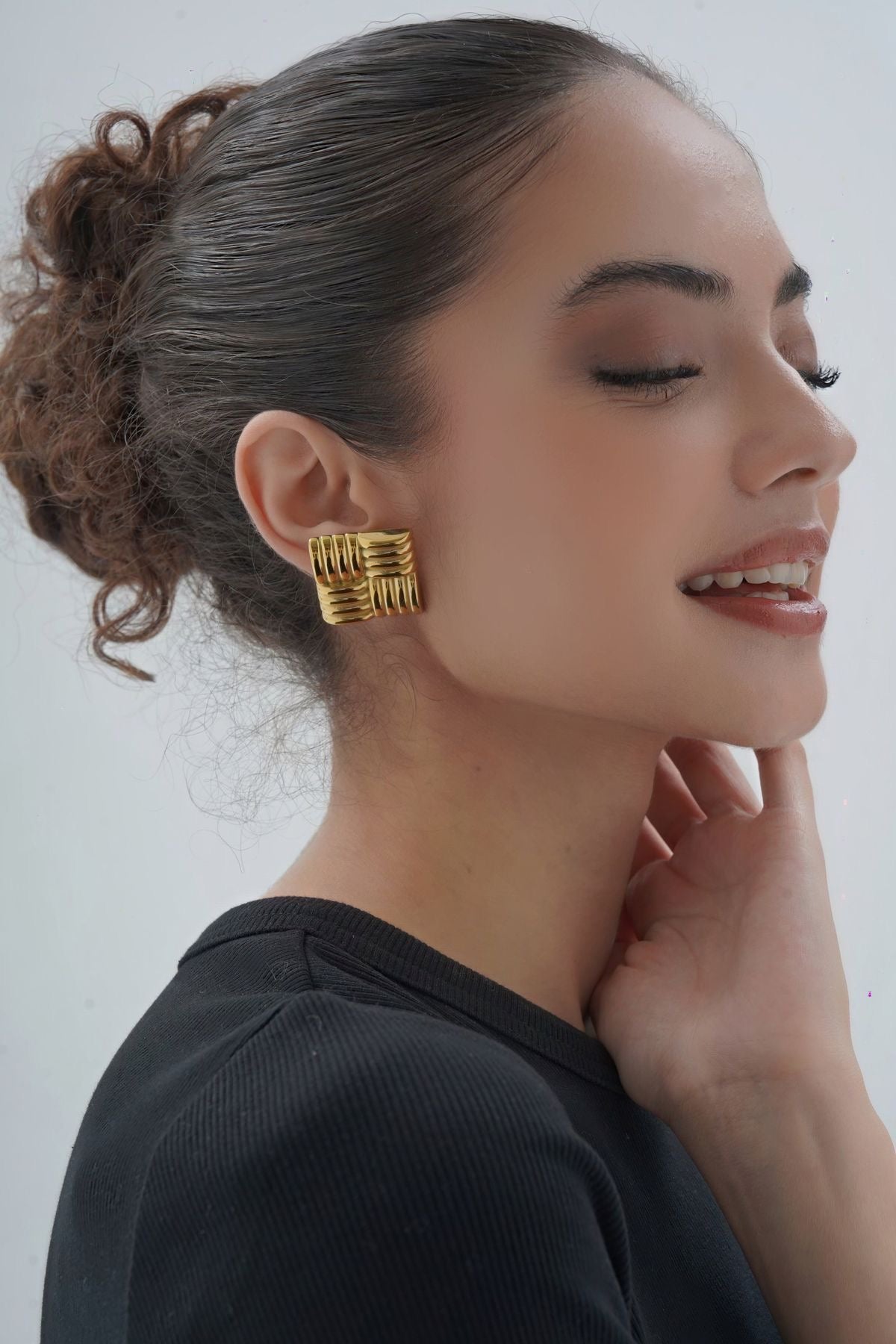 Waffle Statement | 18K Gold Plated | Water-Resistant Earrings | Anti Tarnish Earrings |Premium Jewelry