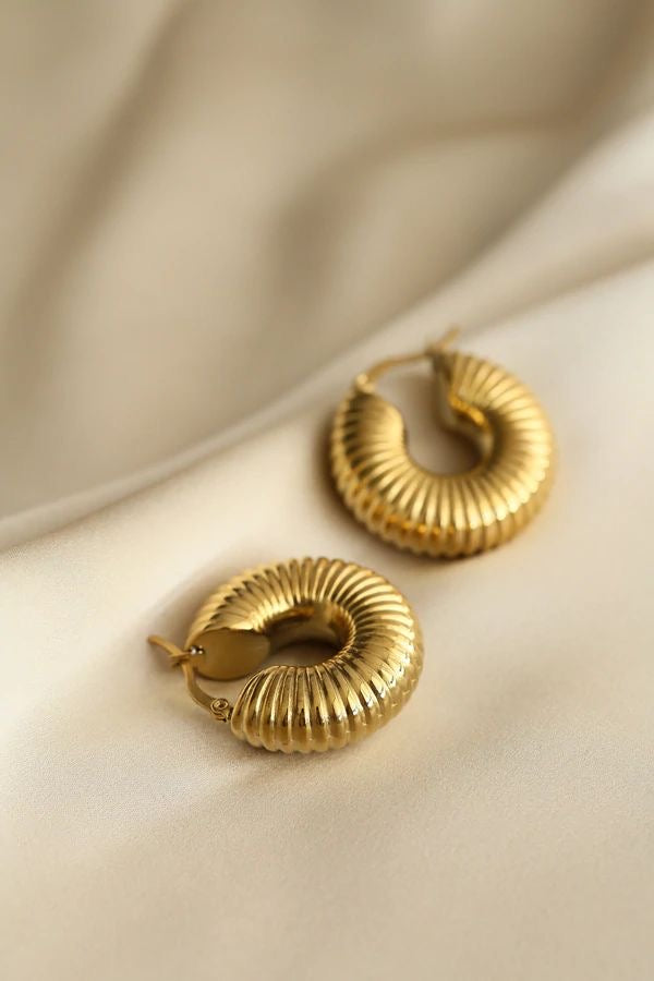 Kendal Tube Hoops | 18K Gold Plated | Water-Resistant Earrings | Anti Tarnish | Premium Jewelry