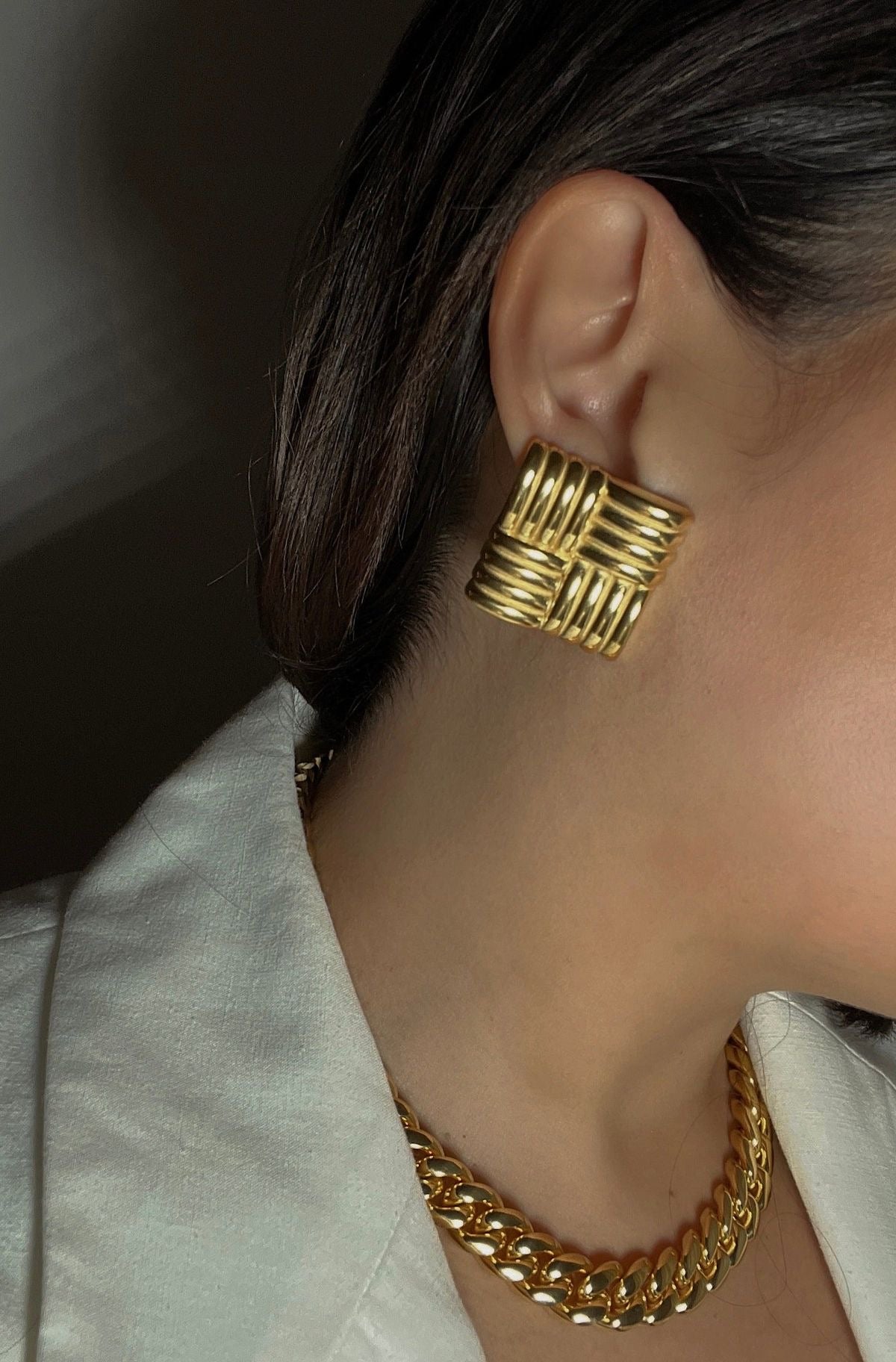 Waffle Statement | 18K Gold Plated | Water-Resistant Earrings | Anti Tarnish Earrings |Premium Jewelry