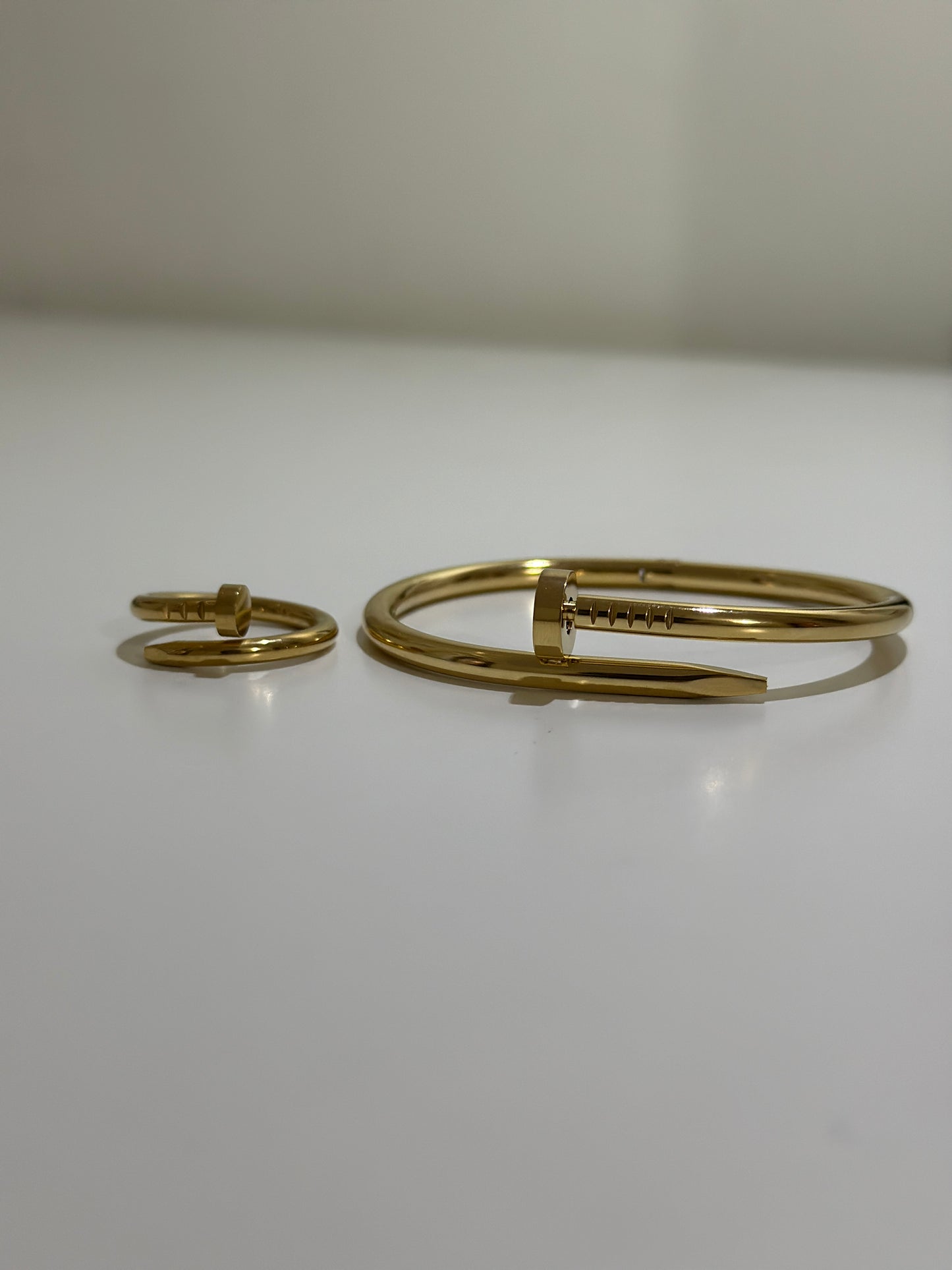 Nail Bracelet & Nail Ring Set | Waterproof Bracelet | Stainless Steel Bracelet | 18K Gold Plated | Office wear Bracelet