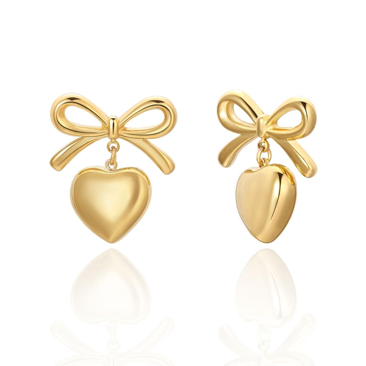 Ribbon Heart Set | 18K Gold Plated | Hypoallergenic | Water-Resistant | Anti Tarnish