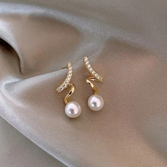 Pearl Wave Earrings | Korean Earrings | Affordable Earrings | Pinterest Inspired | Gold Plated | Freshwater Pearl