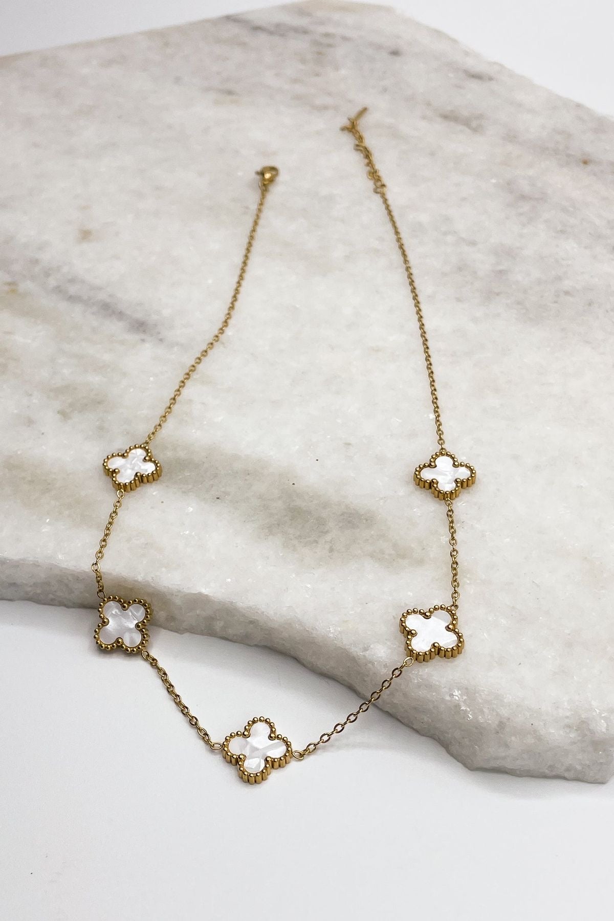 Clover Necklace | Black or White | Anti-Tarnish | Water- Resistant | Hypoallergenic