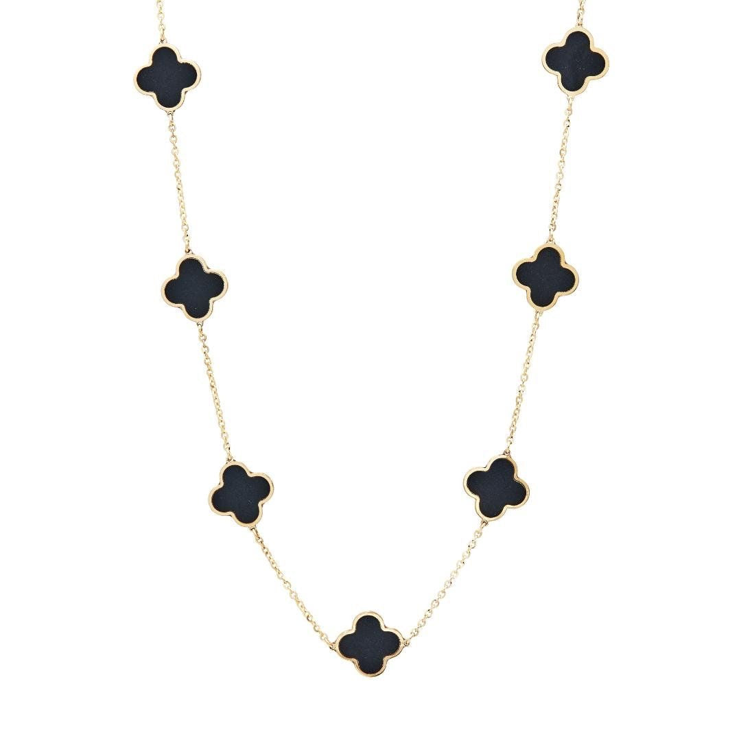 Clover Necklace | Black or White | Anti-Tarnish | Water- Resistant | Hypoallergenic