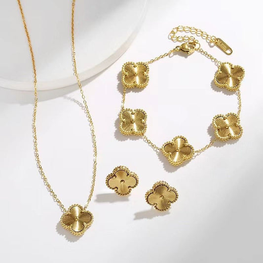 Luxe Gold Clover Set | 18K Gold Plated | Hypoallergenic | Water-Resistant | Anti Tarnish