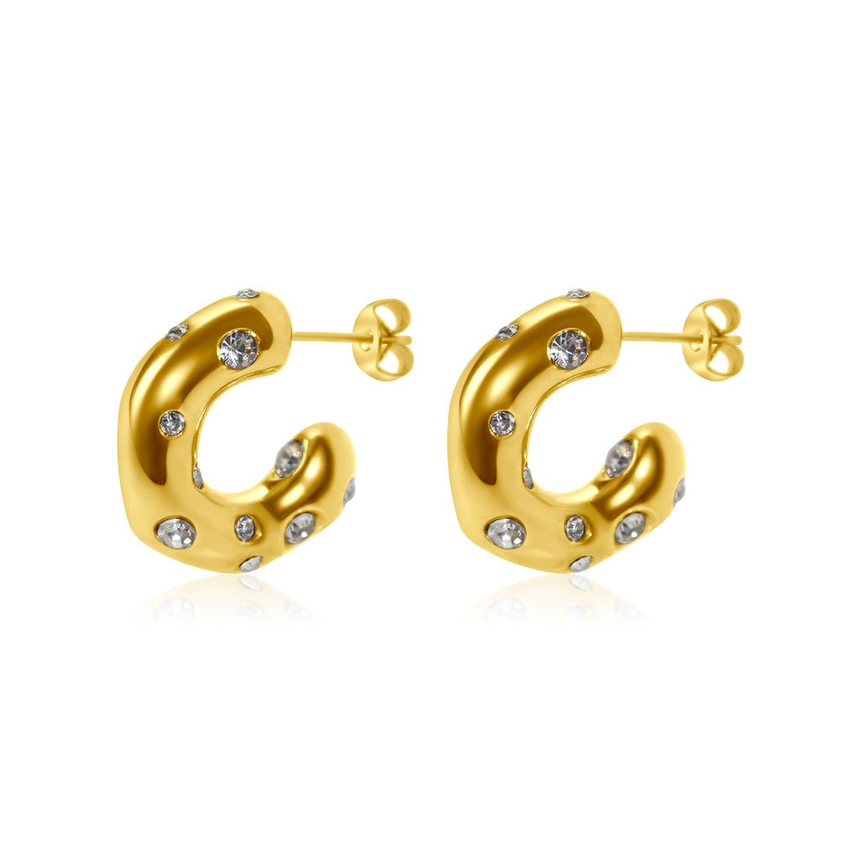 Tessie Diamond Hoops | Water-Resistant Earrings | 18K Gold Plated Premium Jewelry