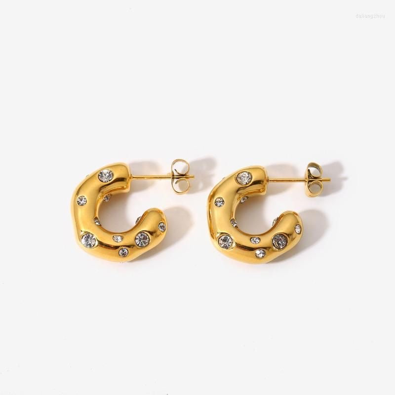 Tessie Diamond Hoops | Water-Resistant Earrings | 18K Gold Plated Premium Jewelry