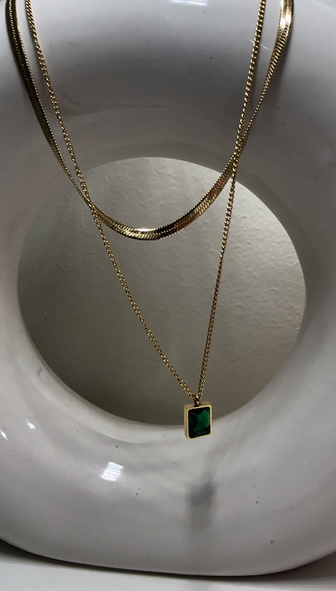 Emerald Two Layered Necklace | Women Necklace & Chains | Gold Plated Premium Emerald Jewelry