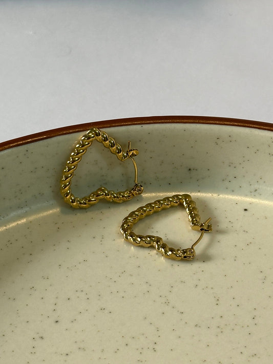 Hearty Hoops | 18K Gold Plated | Anti Tarnish | 316L Stainless Steel | Water-Resistant Earrings | Premium Jewelry