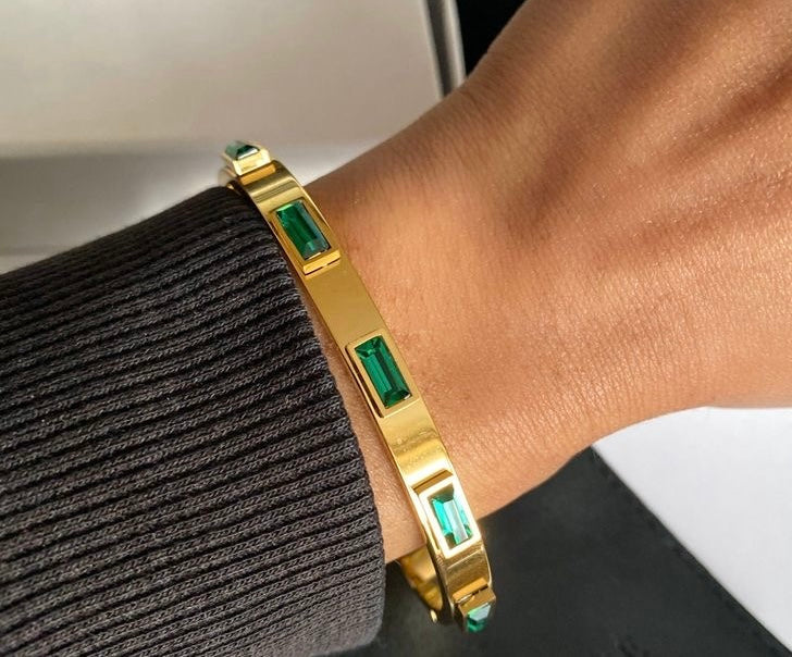 Jamie Bracelet | Emerald Bracelet | 18K Gold Plated Bracelet | Water-Resistant Bracelet | Anti Tarnish Bracelet | 316L Stainless Steel Bracelet