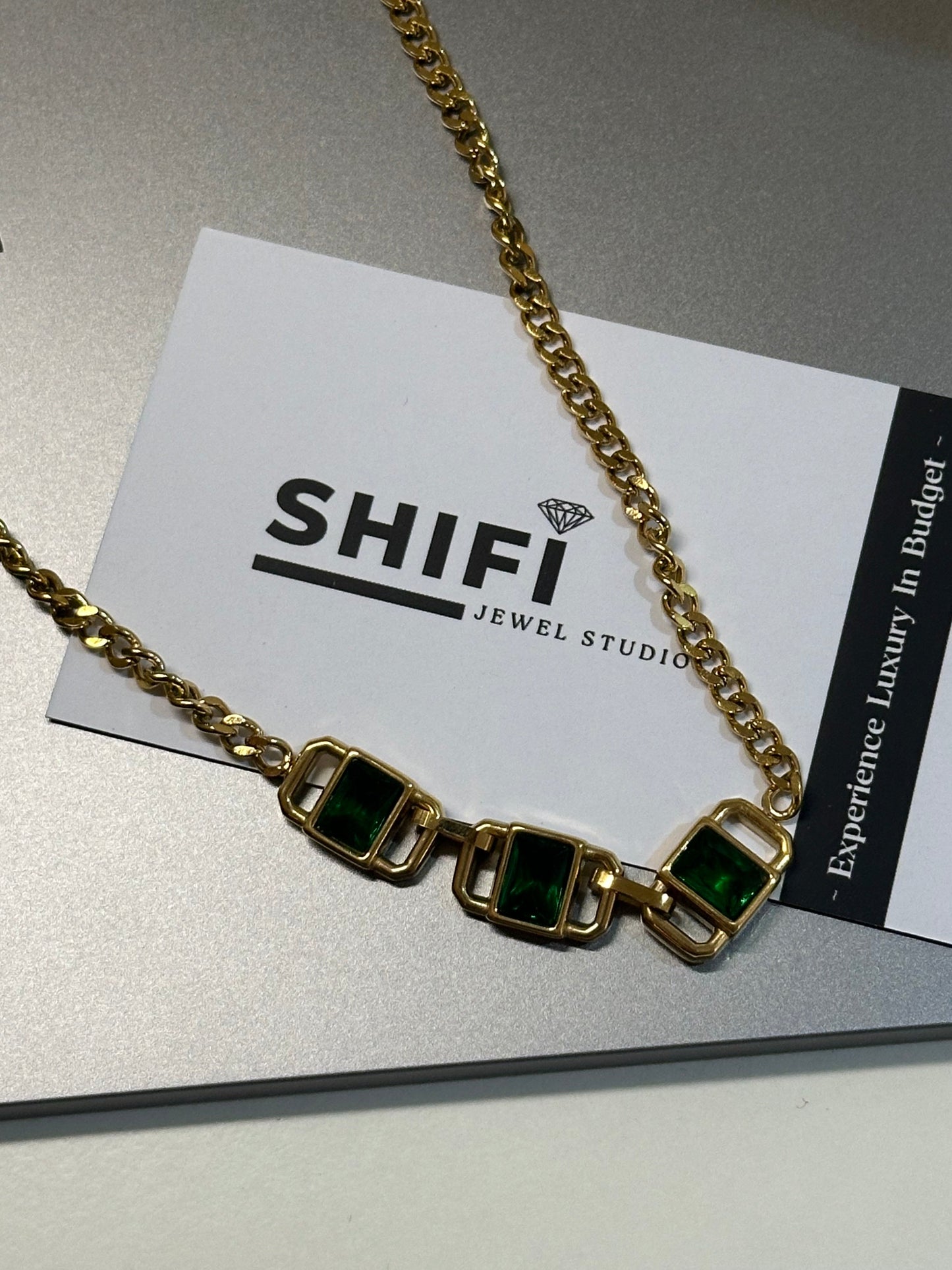 Elite Emerald Necklace | 18K Gold Plated Necklace | Water-Resistant Necklace | Anti Tarnish Necklace | Hypoallergenic Necklace