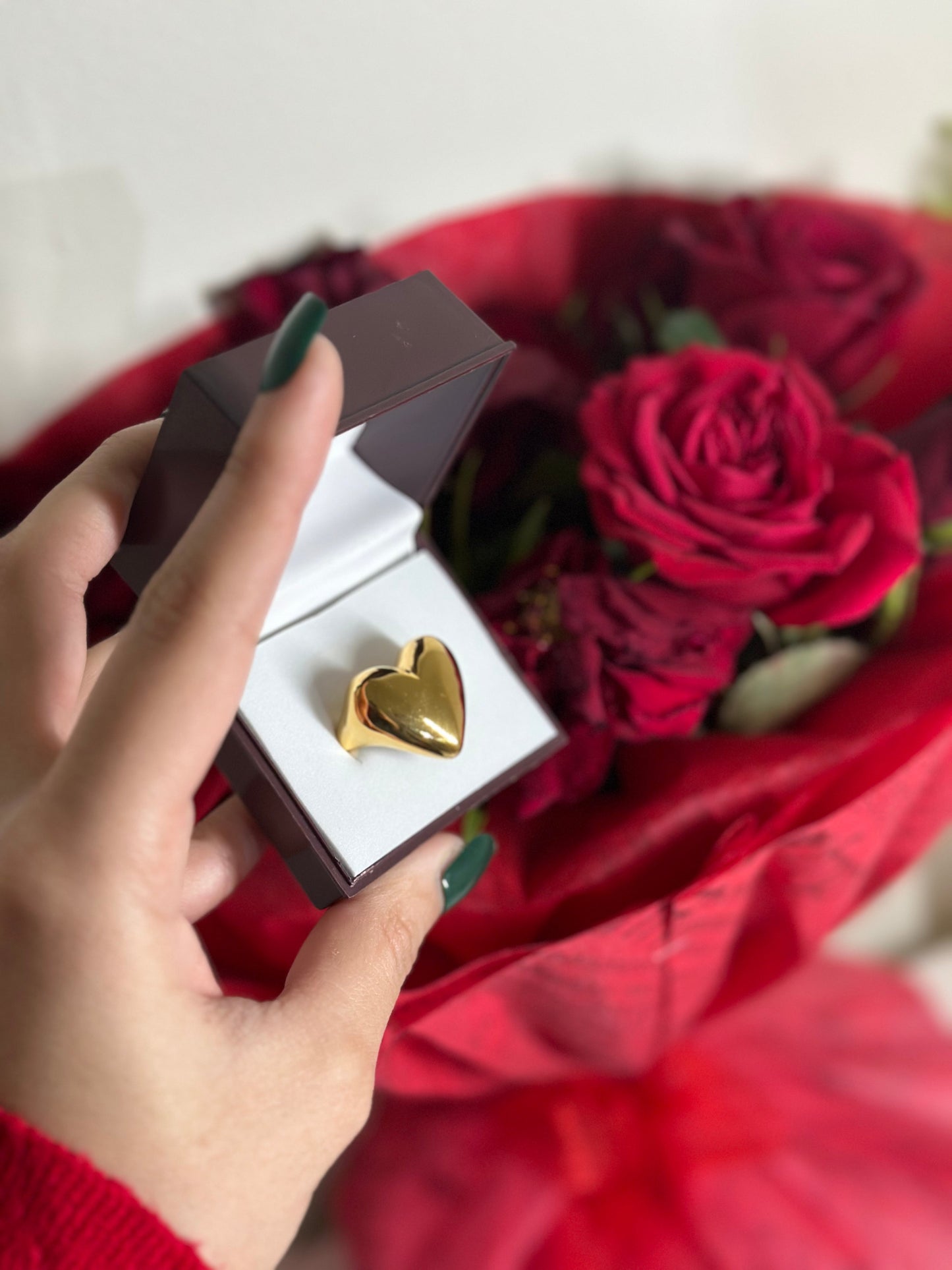 Hailey Heart Ring | 18k Gold Plated Ring | Water-Resistant Ring | Anti Tarnish Ring | Skin Safe Ring