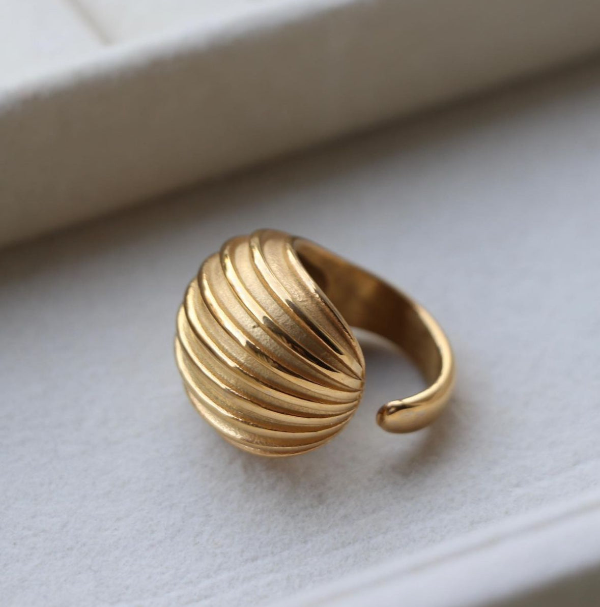 Domed Ring | 18k Gold Plated Ring | Water-Resistant Ring | Anti Tarnish Ring | Skin Safe Ring