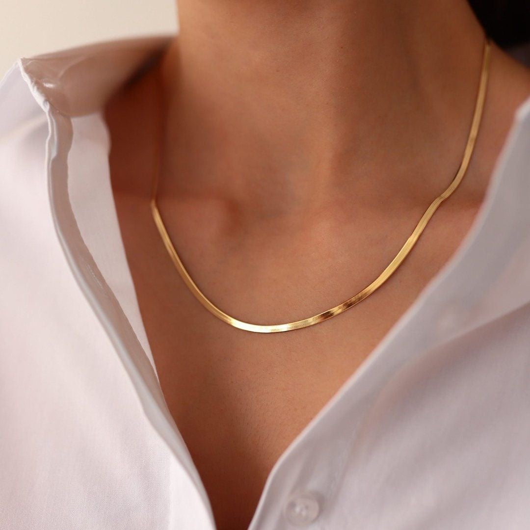 Snake Chain | 18K Gold Plated Necklace | Water-Resistant Necklace | Anti Tarnish Necklace | Hypoallergenic Necklace