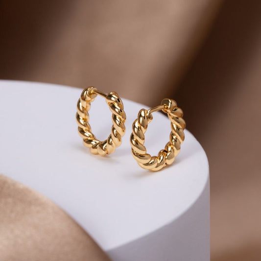 Swirl Twisty Hoop | Women Earrings | Gold Plated Premium Jewelry