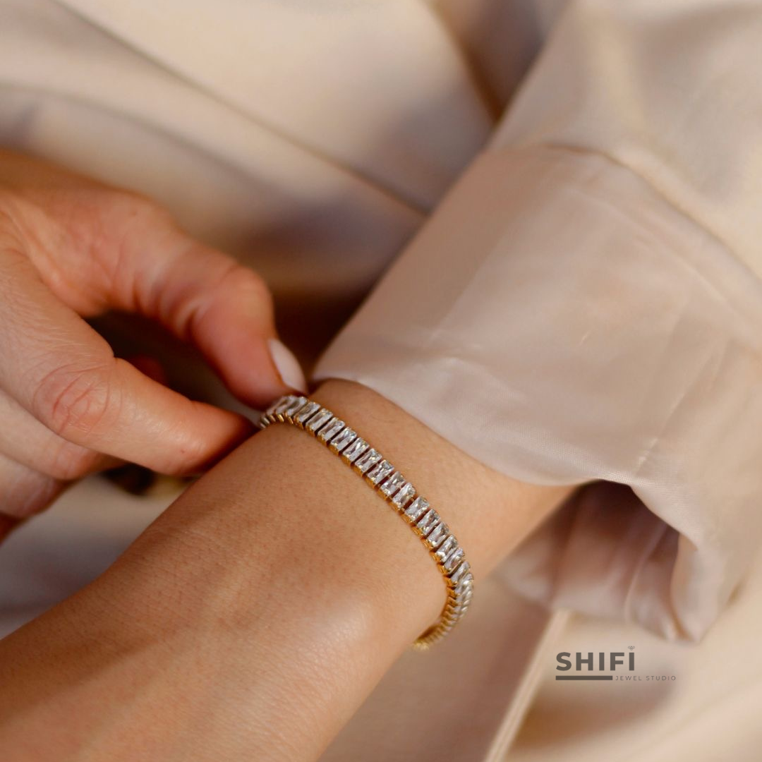 Ela Bracelet | Tennis Bracelet | 18K Gold Plated Bracelet | Water-Resistant Bracelet | Anti Tarnish Bracelet | 316L Stainless Steel Bracelet