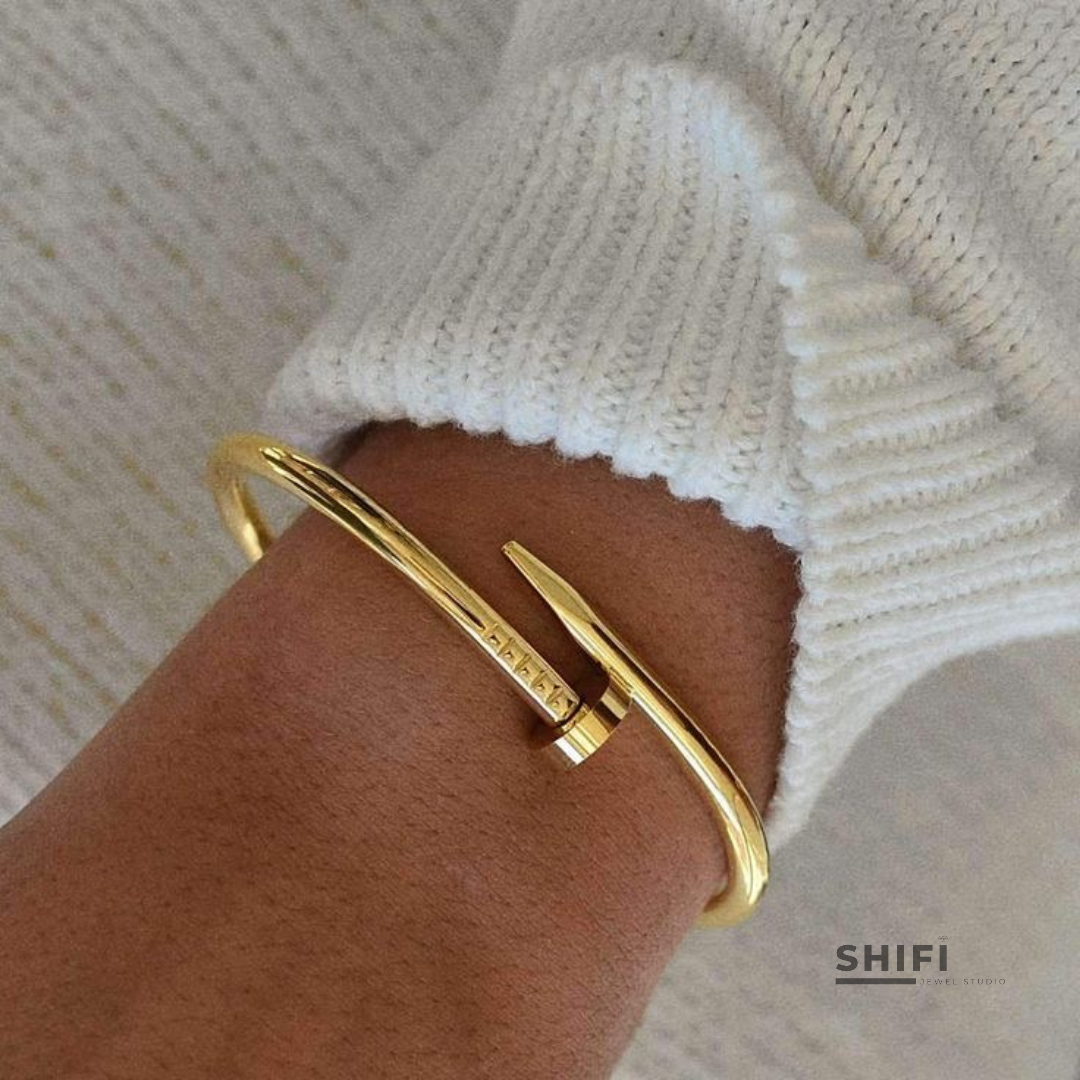 Nail It Bracelet |18K Gold Plated Bracelet | Water-Resistant Bracelet | Anti Tarnish Bracelet | 316L Stainless Steel Bracelet