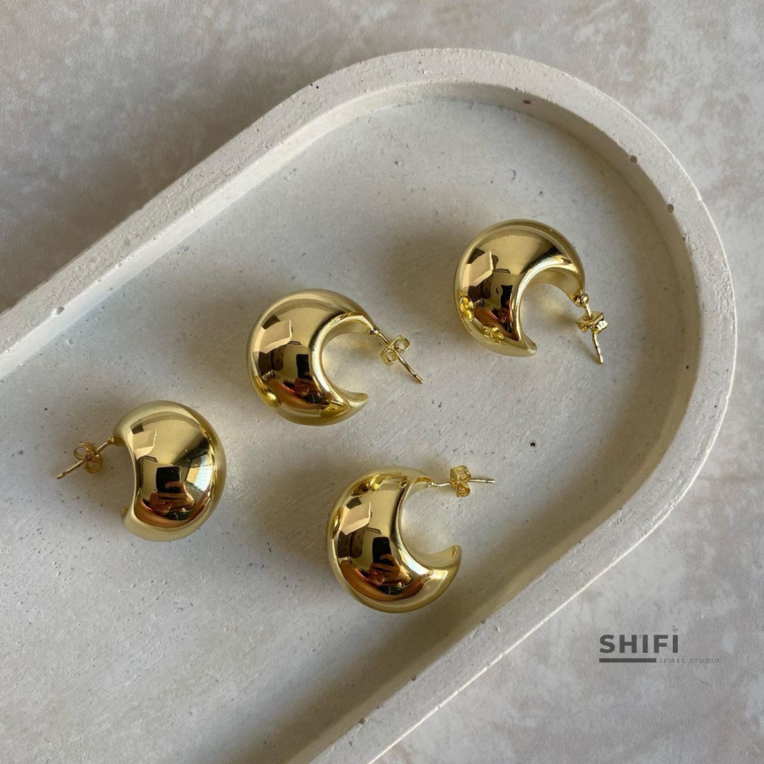 Statement Studs | Water-Resistant Earrings | 18K Gold Plated Premium Jewelry