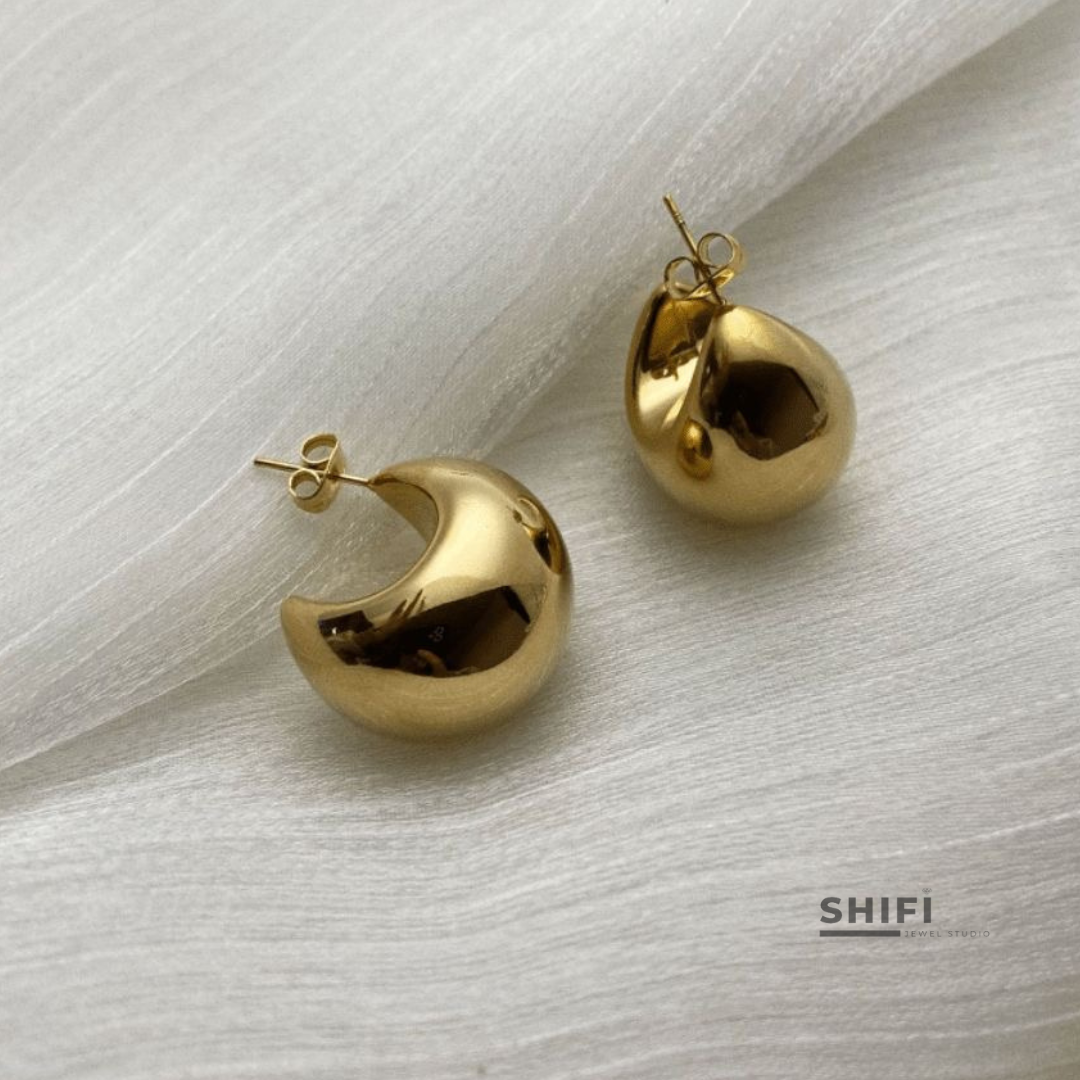 Statement Studs | Water-Resistant Earrings | 18K Gold Plated Premium Jewelry