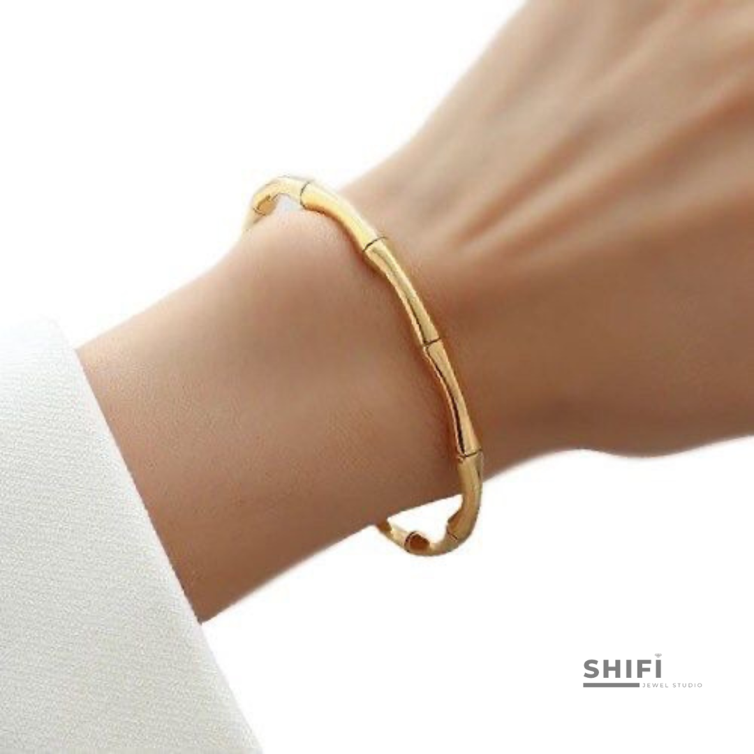 Bamboo Bracelet | 18K Gold Plated Bracelet | Water-Resistant Bracelet | Anti Tarnish Bracelet | 316L Stainless Steel Bracelet